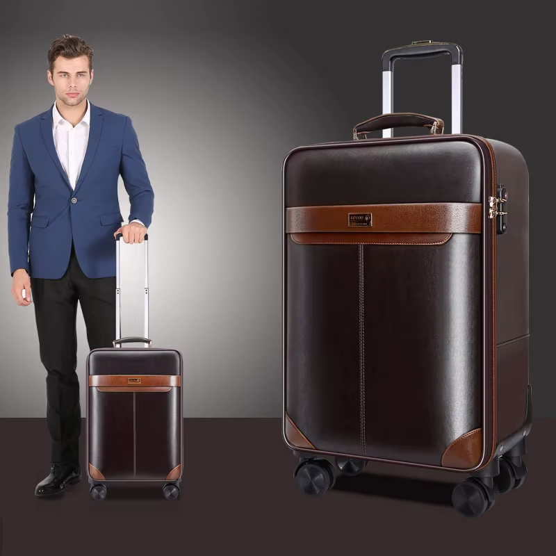Spinner Wheel Rolling Suitcase 20 Inch - PREMIUM Rollgepäck-Set aus Leder, Spinner, 61