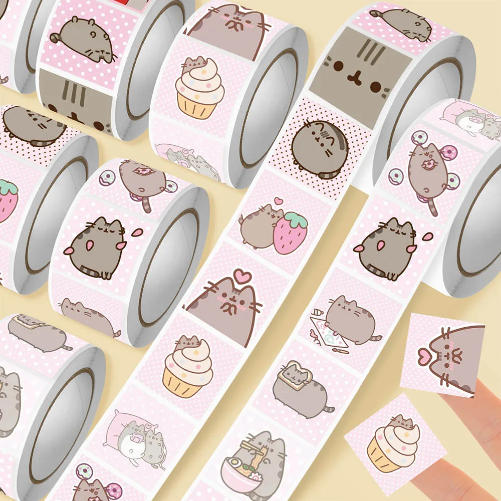 Handbags - Hou 500 Stück Pusheen Cartoon-Katzen-Rollaufkleber, wasserfeste