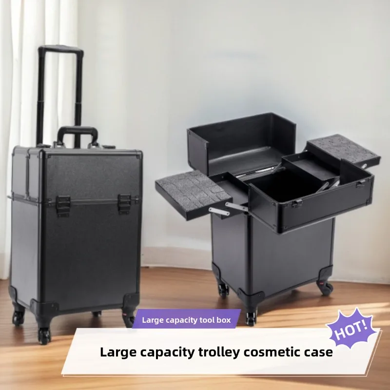 Luggage - Rollender Kosmetik-Koffer-Organizer, große Kapazität, mehrschichtig, professioneller