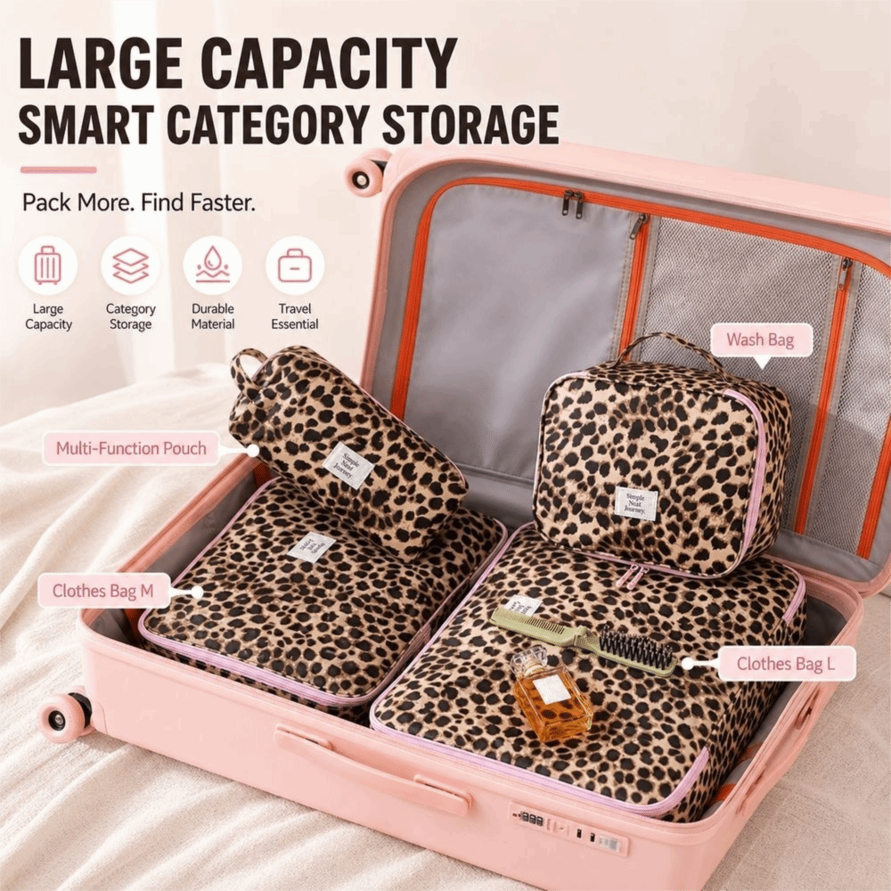 Cosmetic Bags - Wasserdichte Leoparden-Make-up-Tasche, tragbar, leicht, mit Leopardenmuster,