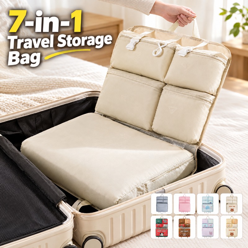 Luggage - 7-in-1 Reise-Aufbewahrungstasche, tragbarer hängender Unterwäsche-Organizer, große
