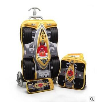 Foldable Rolling Luggage Bag - 3D Jungen Auto Trolley Koffer Kinder